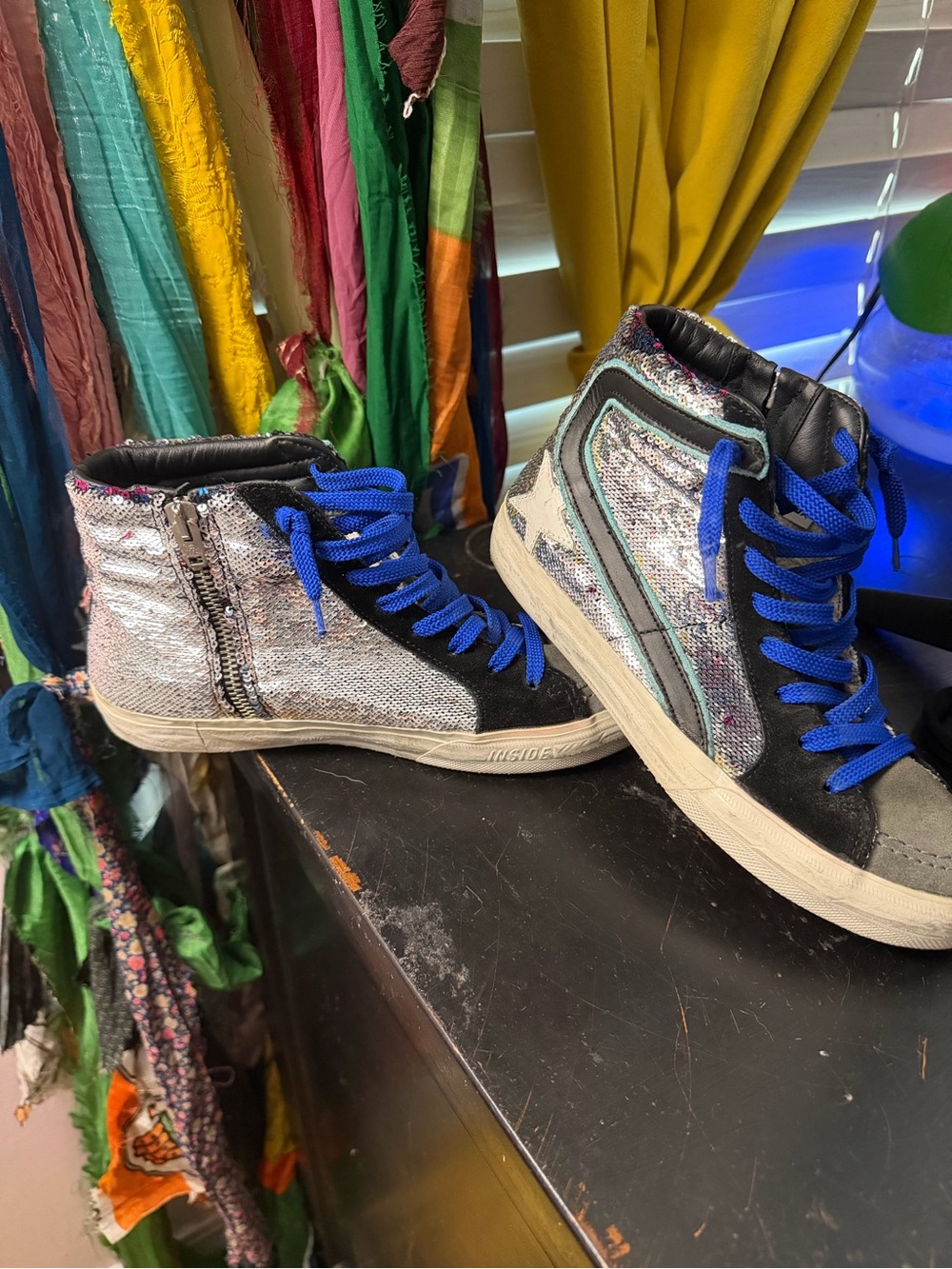 Golden Goose Slide Sequined High-Top Sneakers EU 36 - Picture 2 of 9